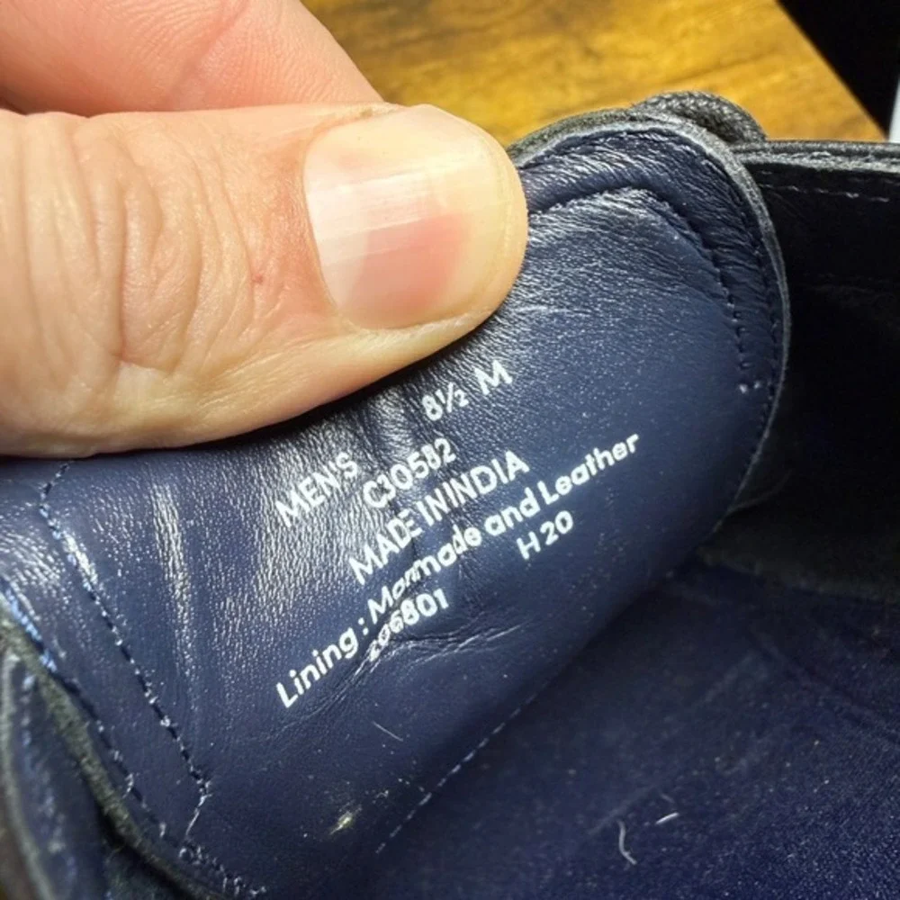 Cole Haan Grand OS C30582 Black Leather Plain Toe Derby Shoes Mens 8.5 M‎